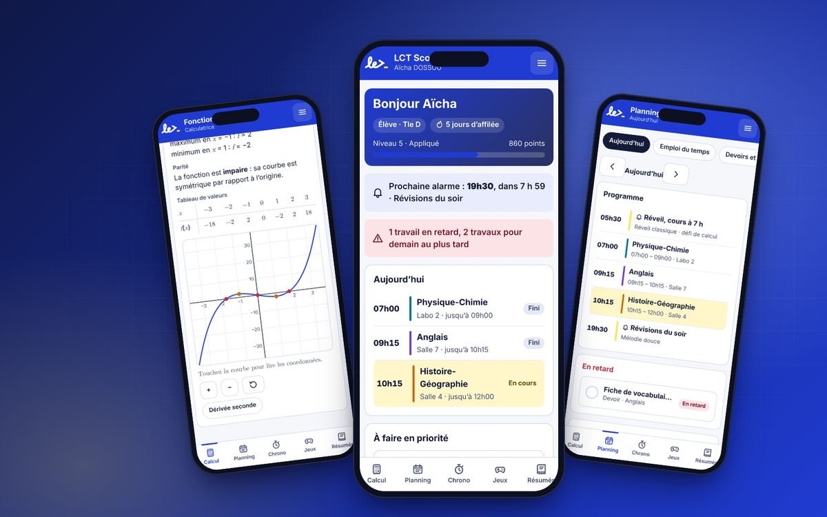 Écrans réels de LCT Scolaire sur téléphone