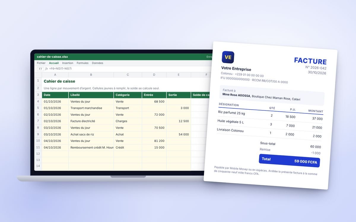Aperçu du modèle Pack Gestion complet ouvert dans un tableur