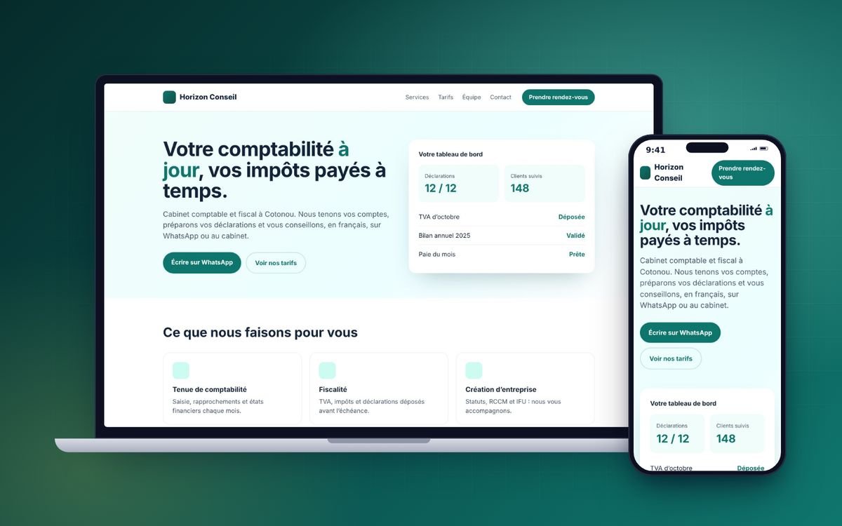 Exemple de site vitrine réalisé sur ordinateur et téléphone